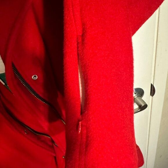 Pendleton XL Women’s Wool Cherry Red Pea Coat Vintage - Picture 7 of 10